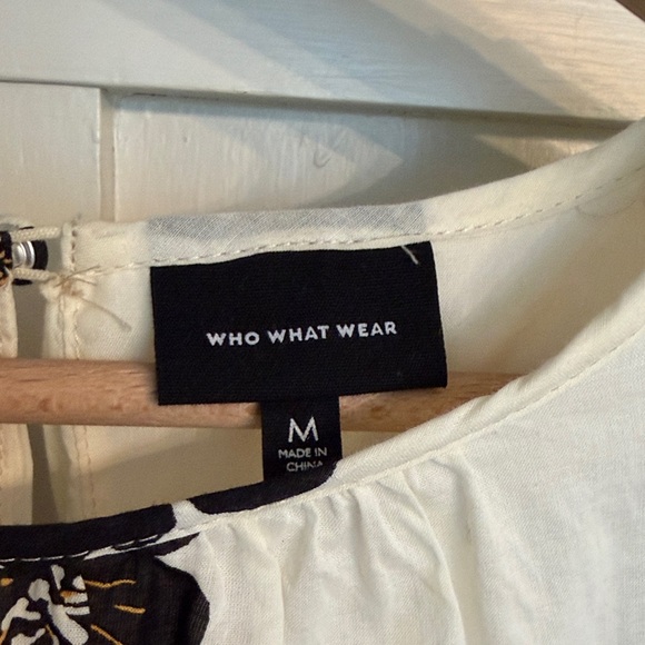 WHO WHAT WEAR charming blank and white Floral Long baby doll cotton dress - Picture 2 of 9